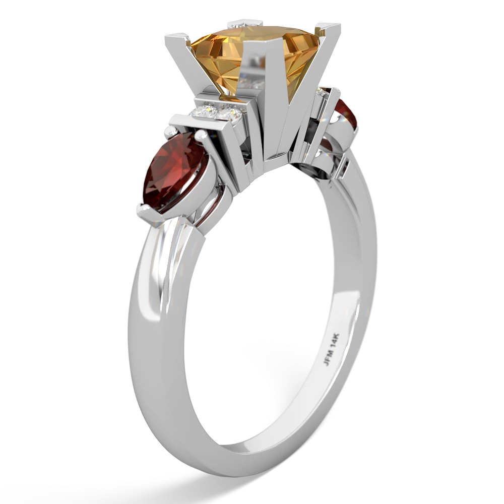 Citrine 6Mm Princess Eternal Embrace Engagement 14K White Gold ring C2002