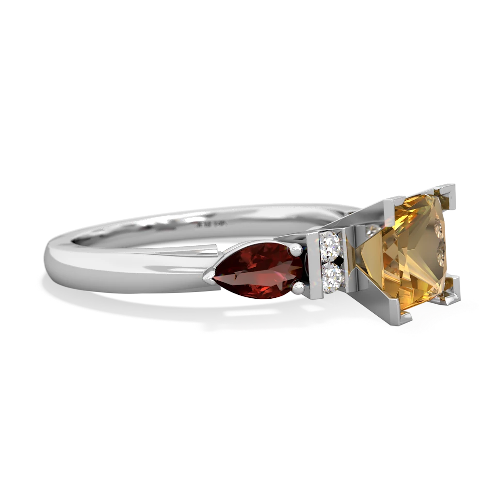 Citrine 6Mm Princess Eternal Embrace Engagement 14K White Gold ring C2002