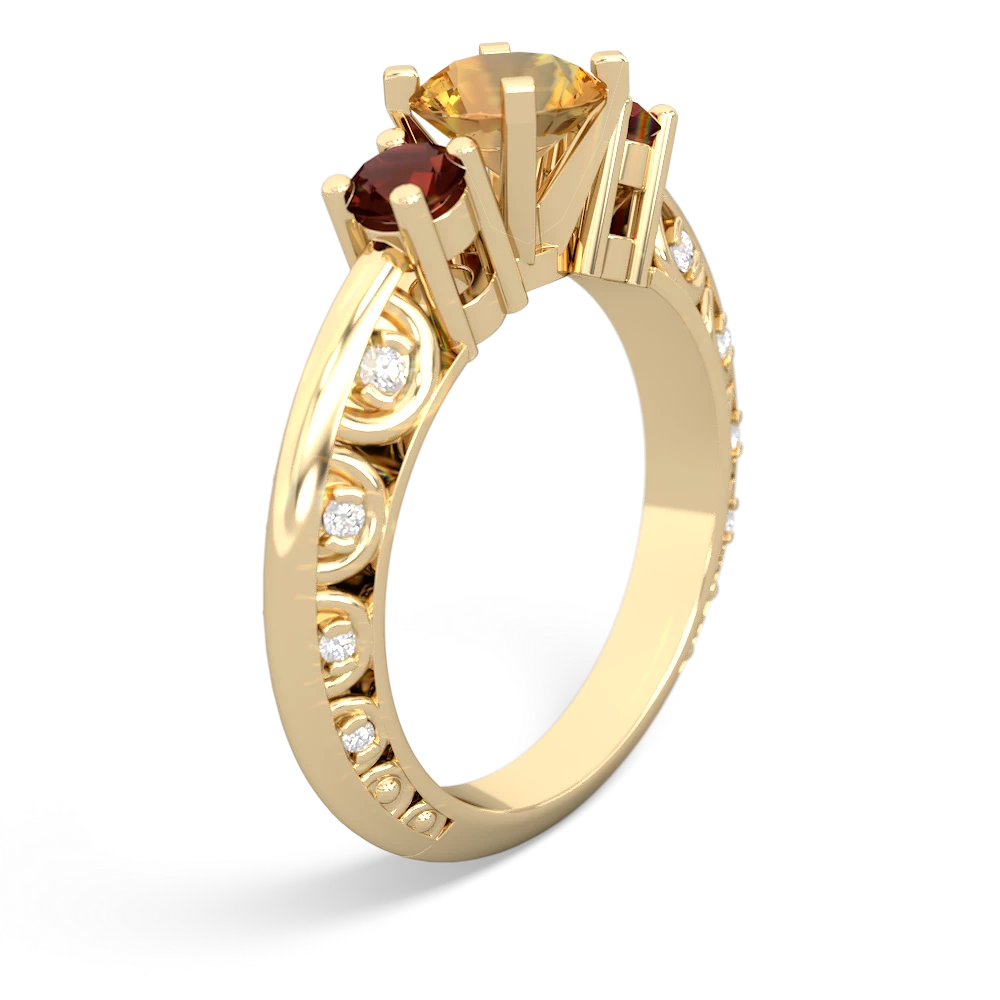 Citrine Art Deco Eternal Embrace Engagement 14K Yellow Gold ring C2003