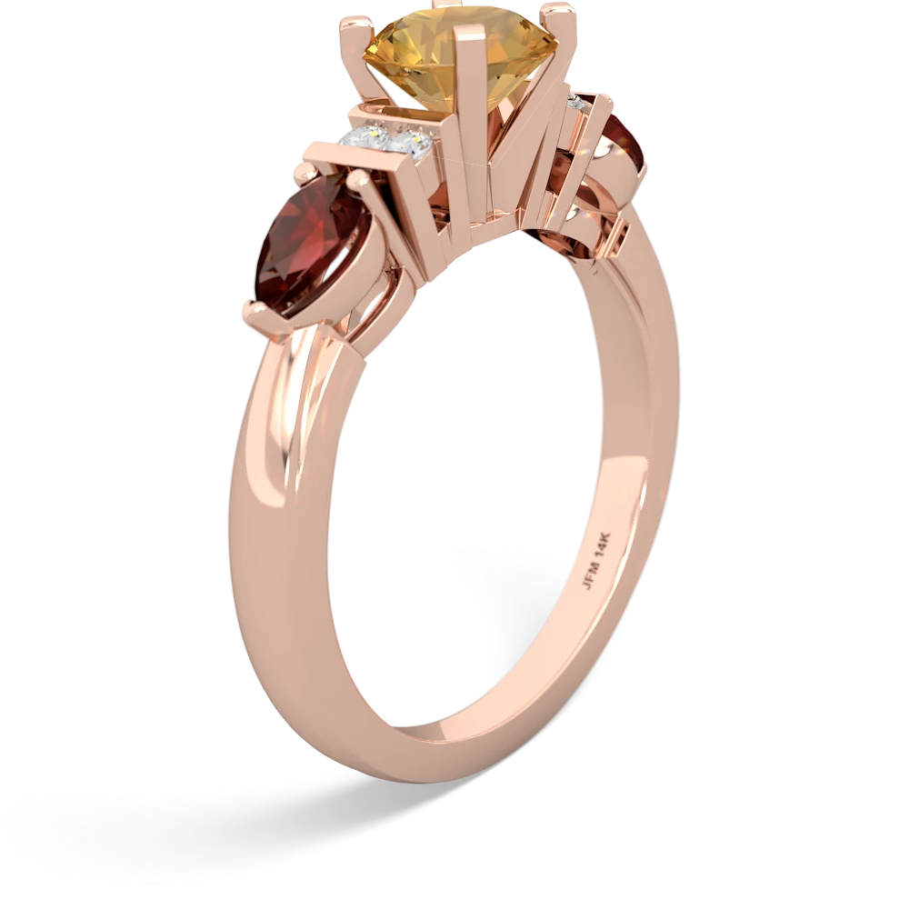 Citrine 6Mm Round Eternal Embrace Engagement 14K Rose Gold ring R2005