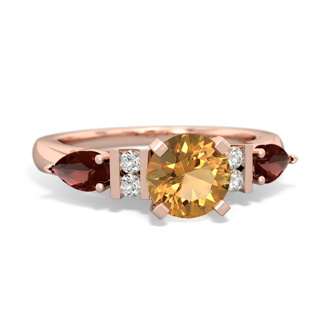 Citrine 6Mm Round Eternal Embrace Engagement 14K Rose Gold ring R2005