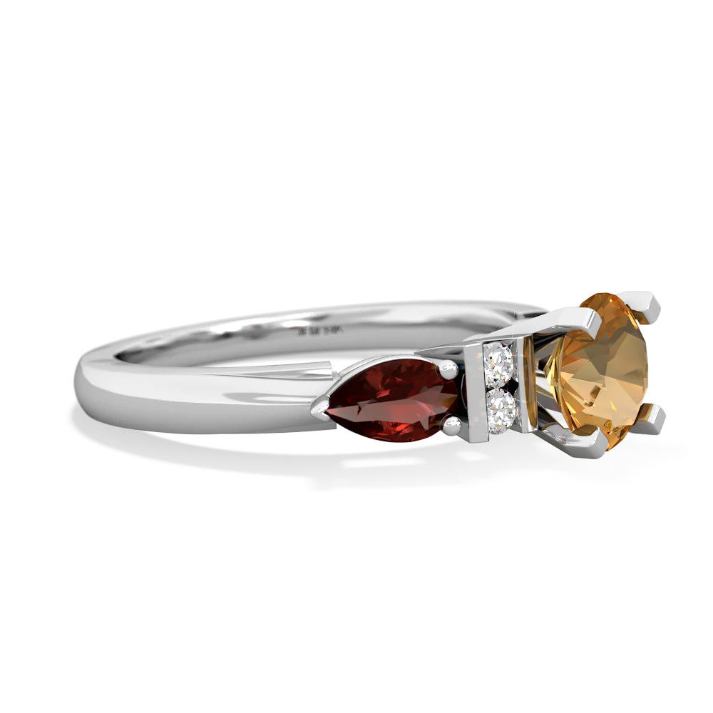 Citrine 6Mm Round Eternal Embrace Engagement 14K White Gold ring R2005