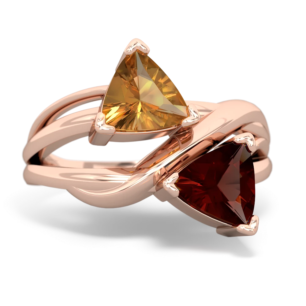 Citrine Split Band Swirl 14K Rose Gold ring R2341