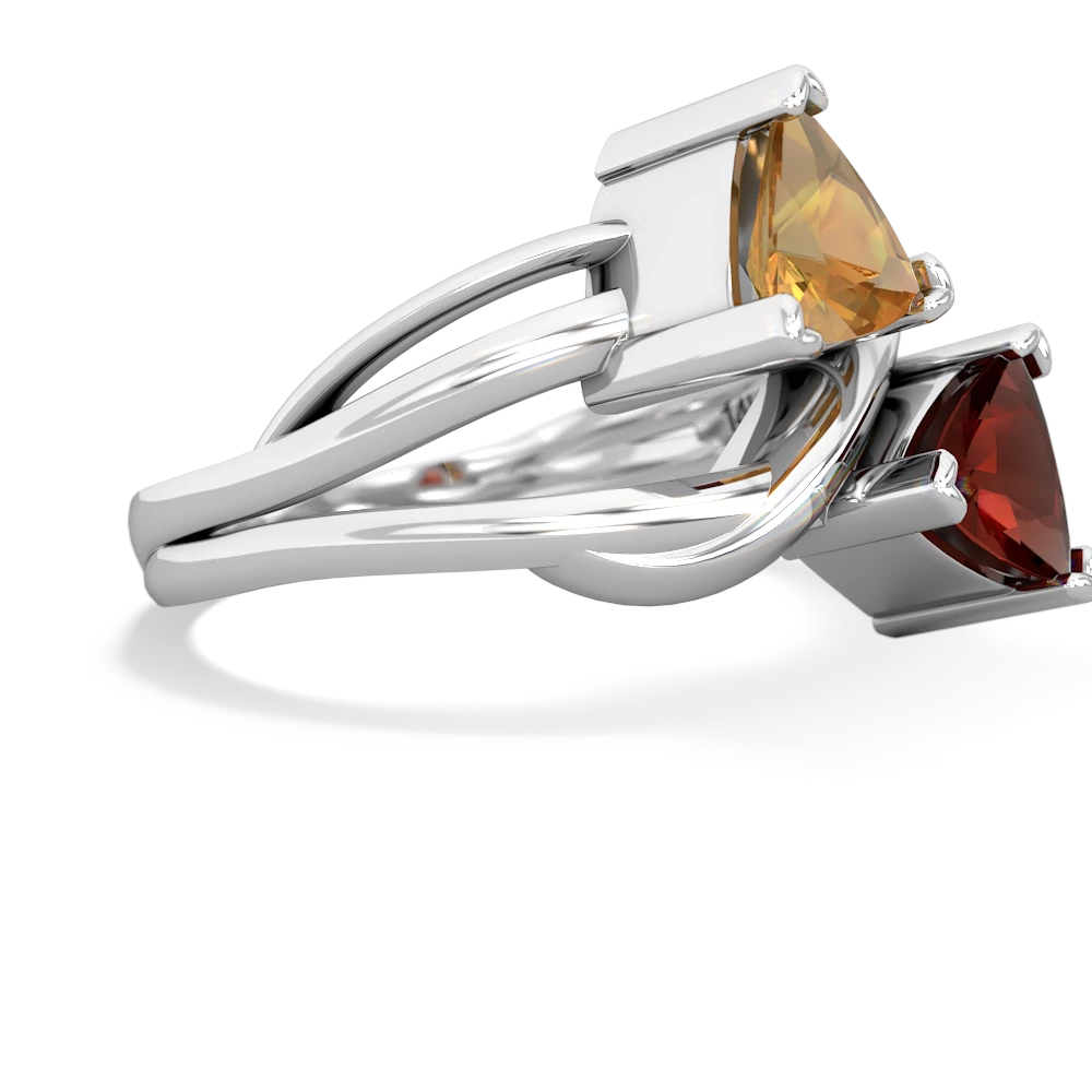 Citrine Split Band Swirl 14K White Gold ring R2341