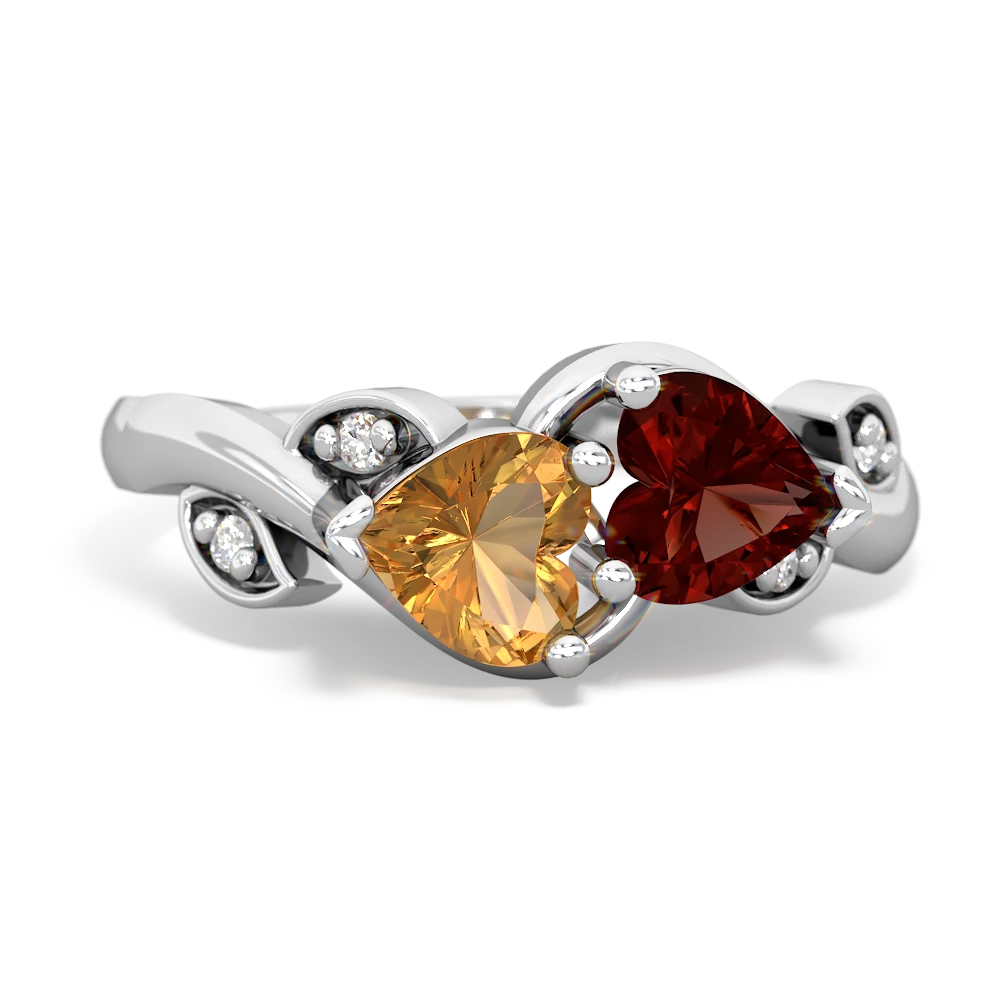 Citrine Floral Elegance 14K White Gold ring R5790