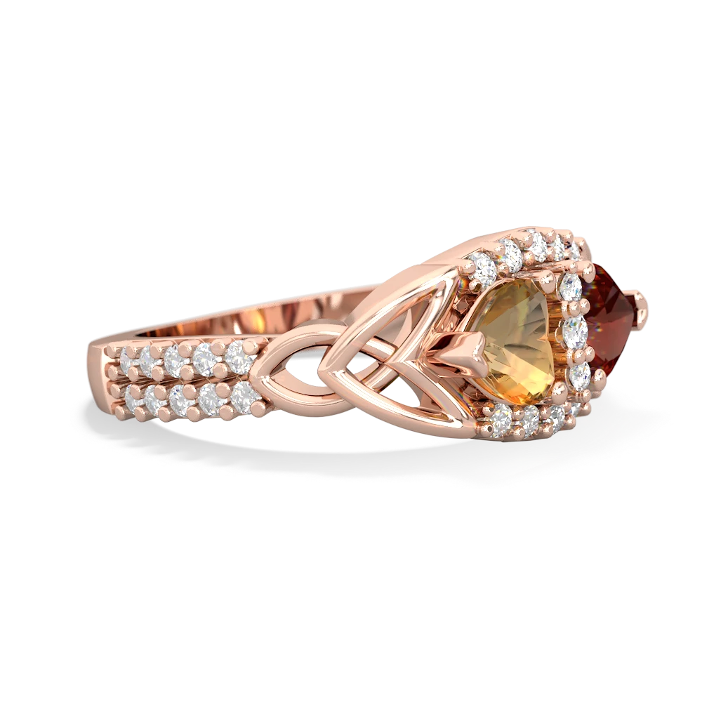 Citrine Sparkling Celtic Knot 14K Rose Gold ring R2645