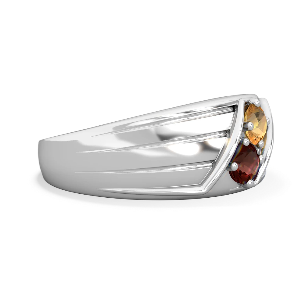 Citrine Men's Streamline 14K White Gold ring R0460