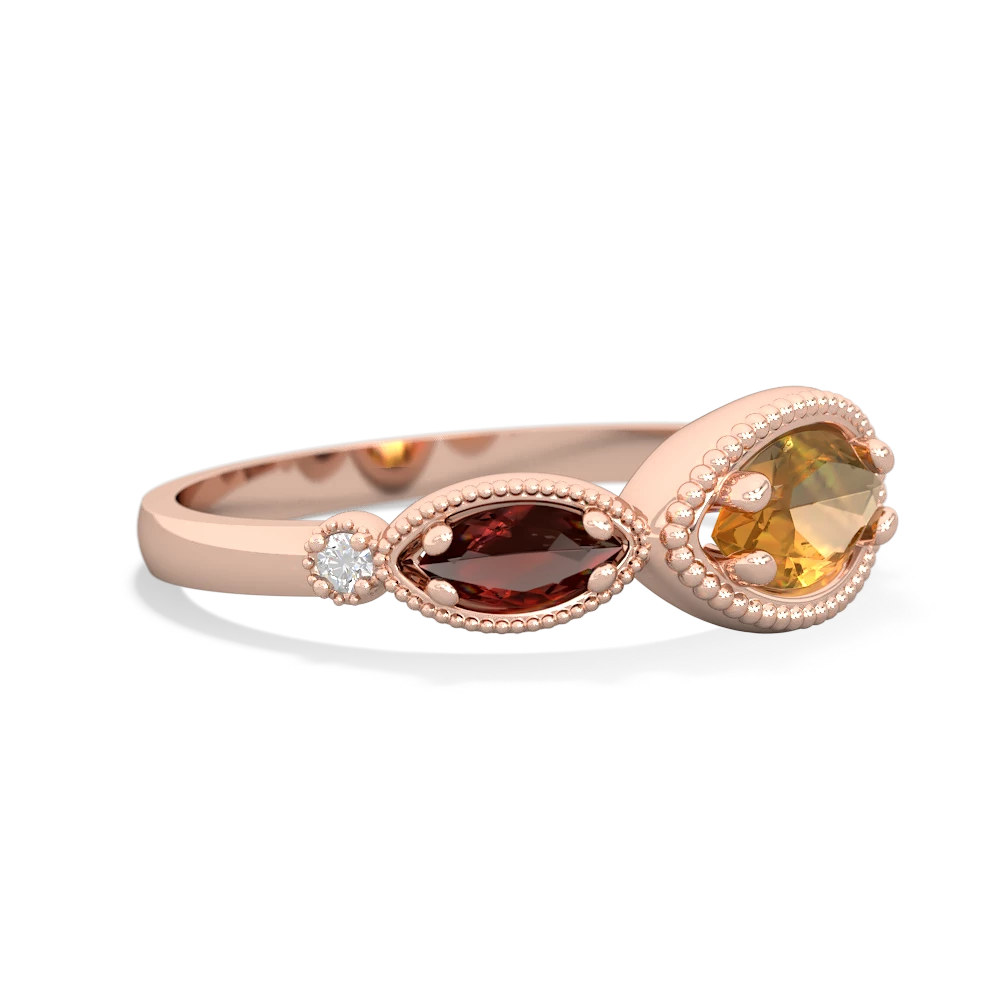 Citrine Milgrain Marquise 14K Rose Gold ring R5700