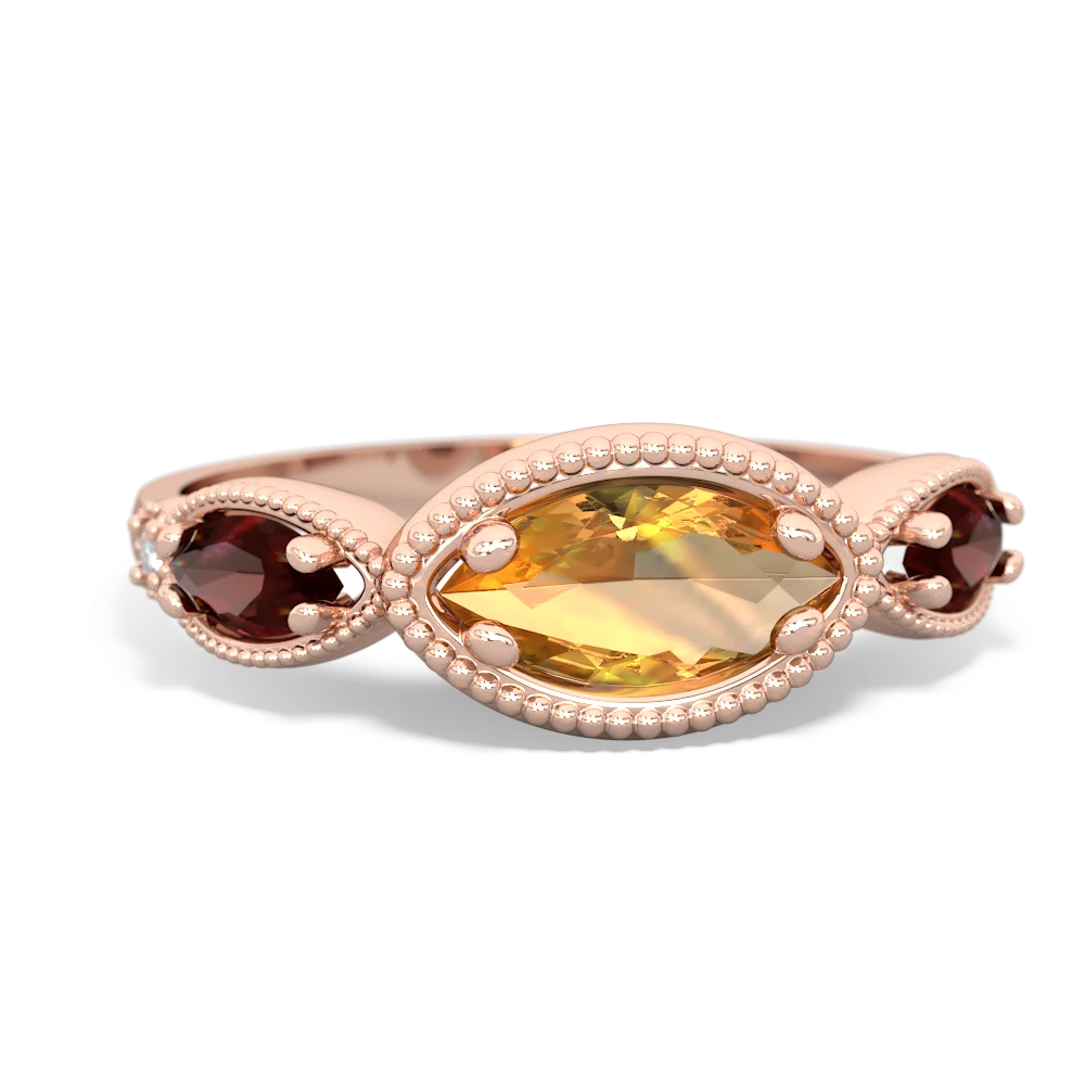 Citrine Milgrain Marquise 14K Rose Gold ring R5700