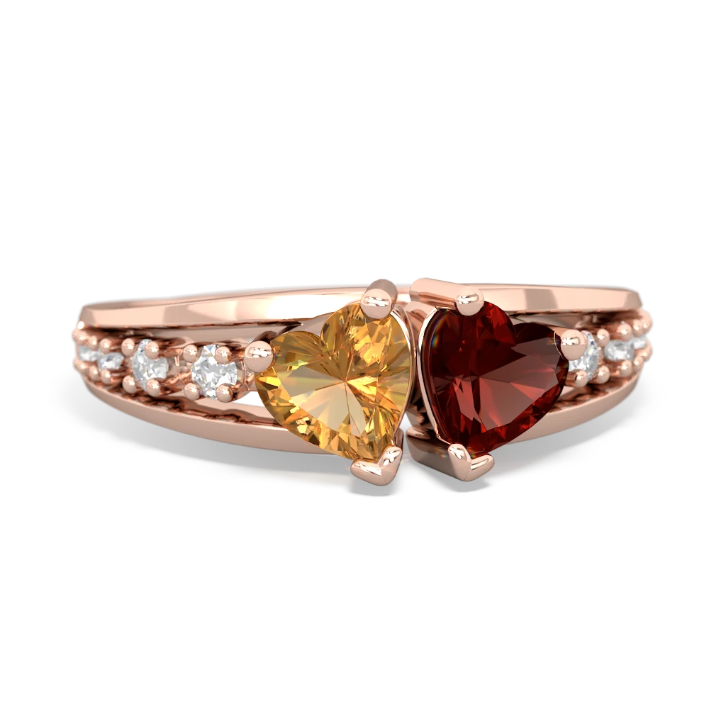 Citrine Heart To Heart 14K Rose Gold ring R3342