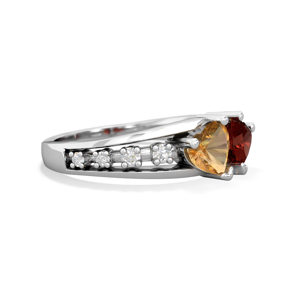 Citrine Heart To Heart 14K White Gold ring R3342