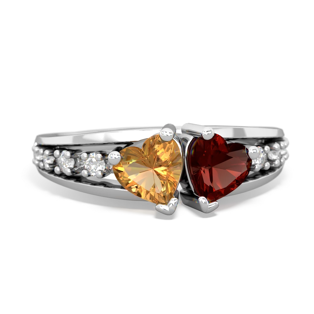 Citrine Heart To Heart 14K White Gold ring R3342