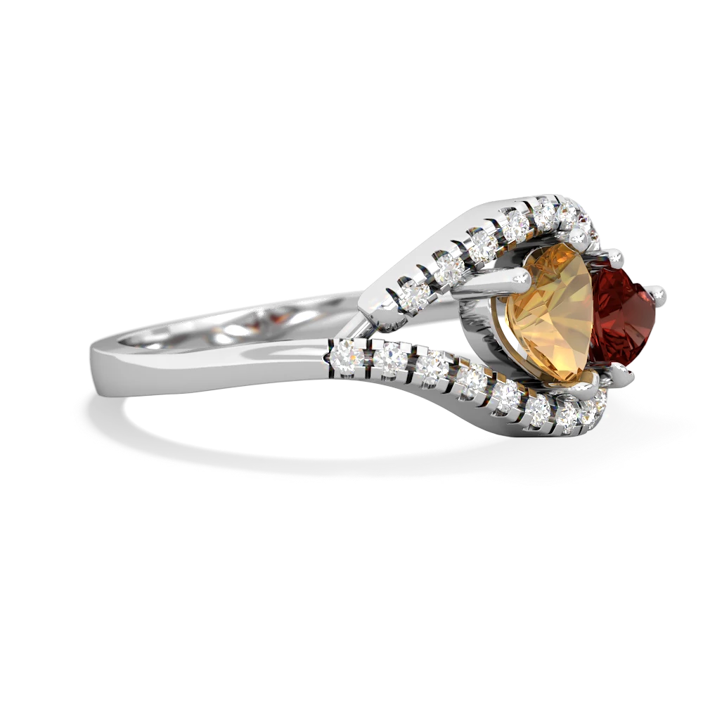 Citrine Mother And Child 14K White Gold ring R3010