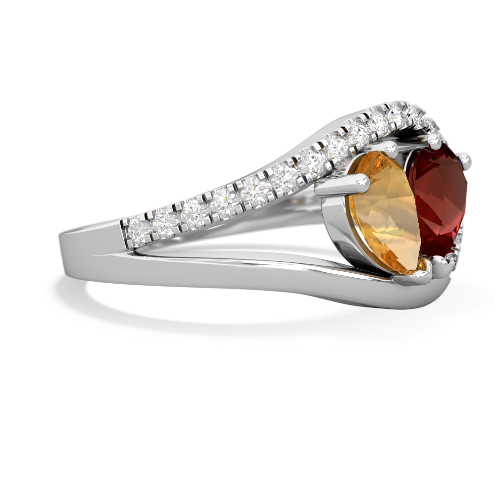 Citrine Nestled Heart Keepsake 14K White Gold ring R5650