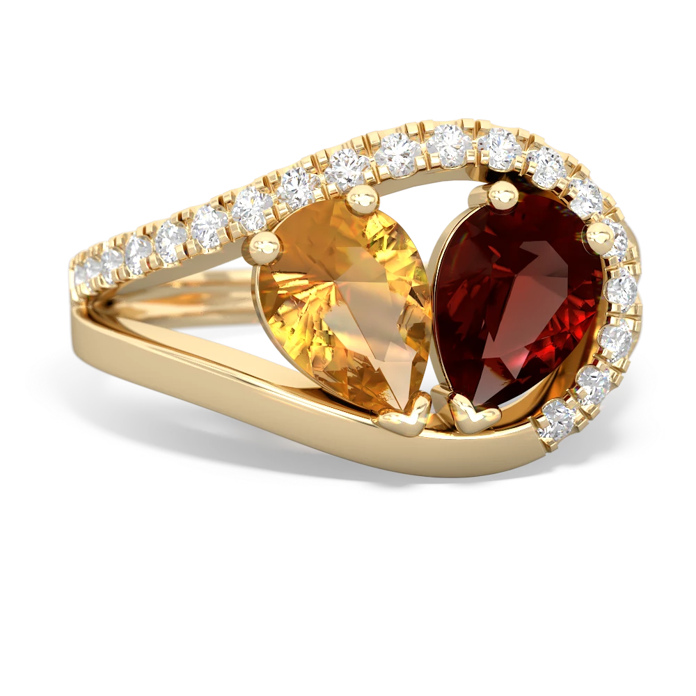 Citrine Nestled Heart Keepsake 14K Yellow Gold ring R5650