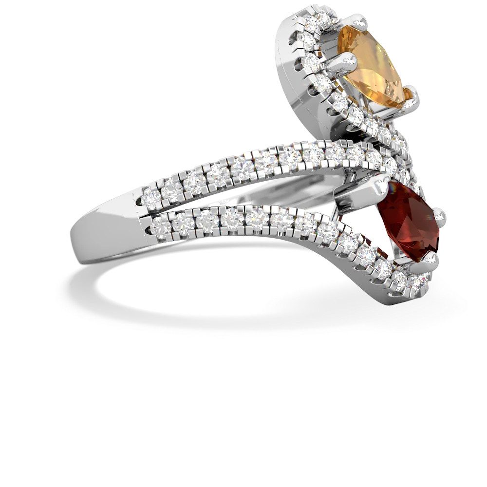 Citrine Diamond Dazzler 14K White Gold ring R3000