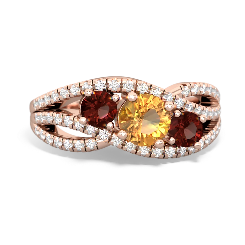 Citrine Three Stone Aurora 14K Rose Gold ring R3080