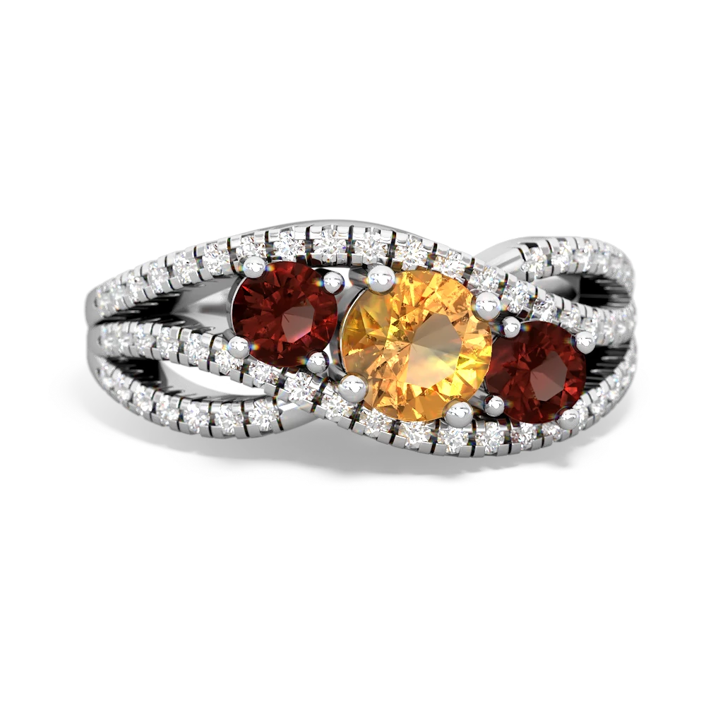 Citrine Three Stone Aurora 14K White Gold ring R3080