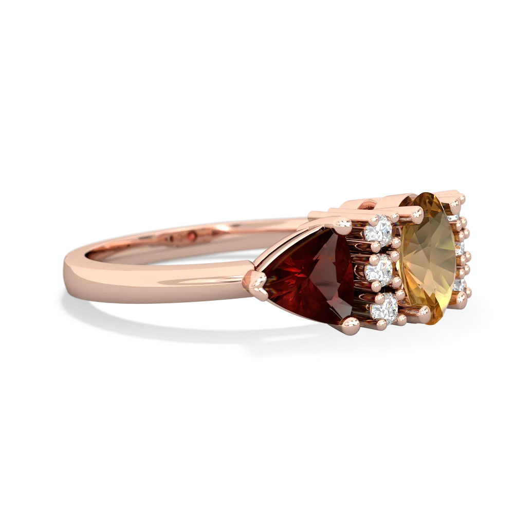 Citrine Antique Style Three Stone 14K Rose Gold ring R2186