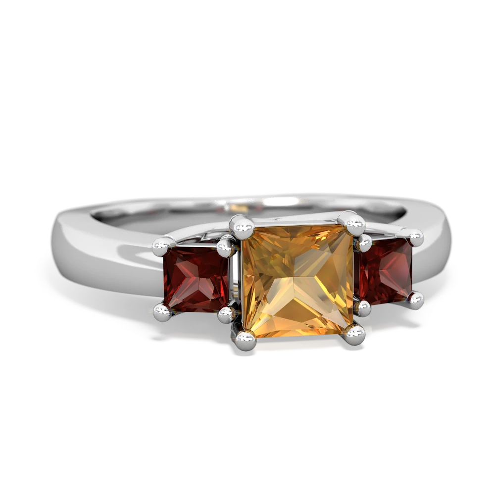 Citrine Three Stone Trellis 14K White Gold ring R4015