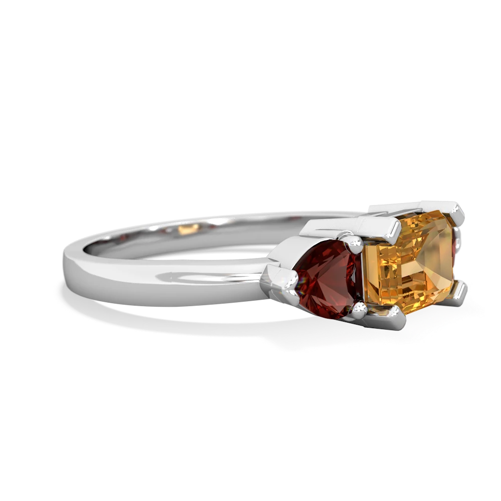 Citrine Three Stone 14K White Gold ring R5235