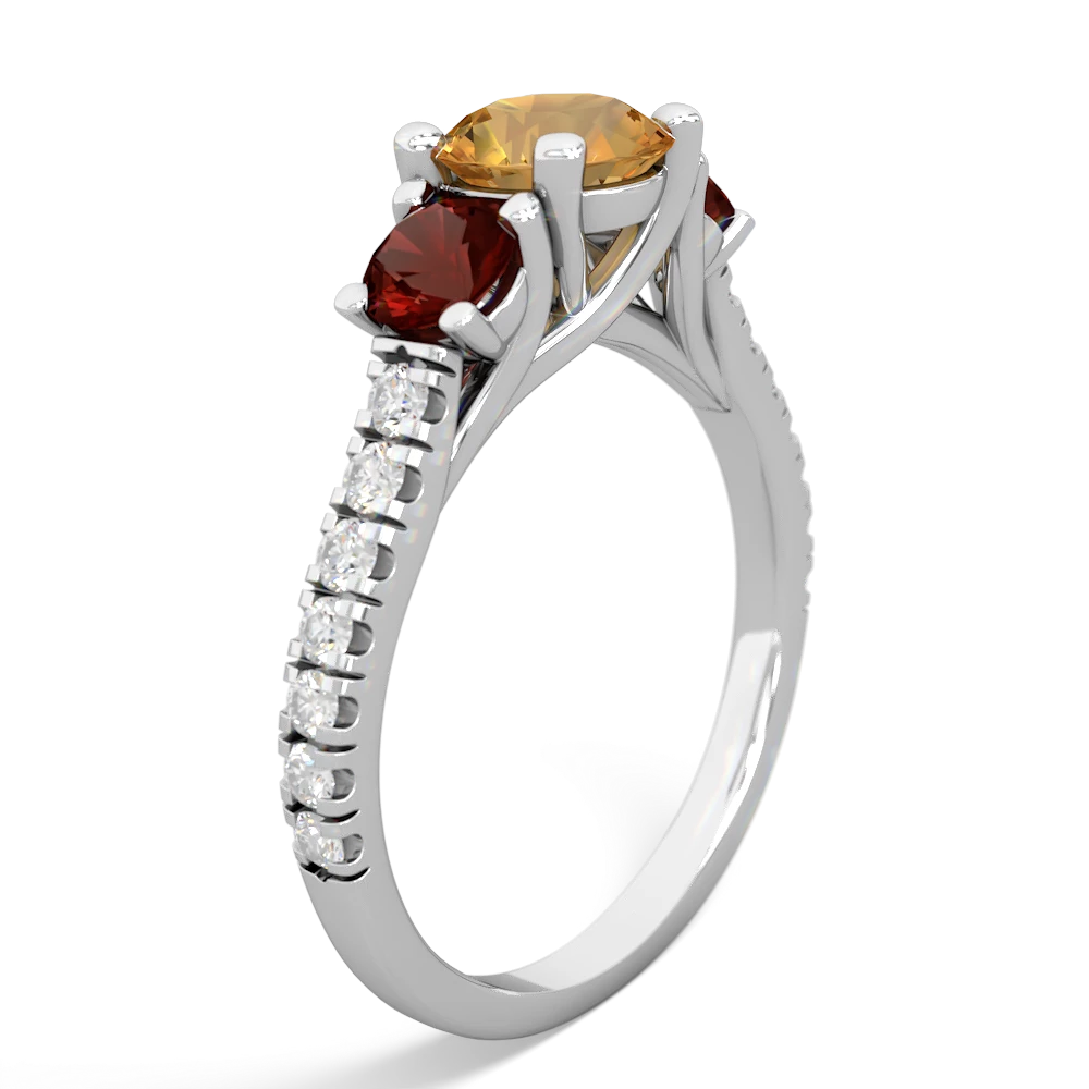 Citrine Pave Trellis 14K White Gold ring R5500