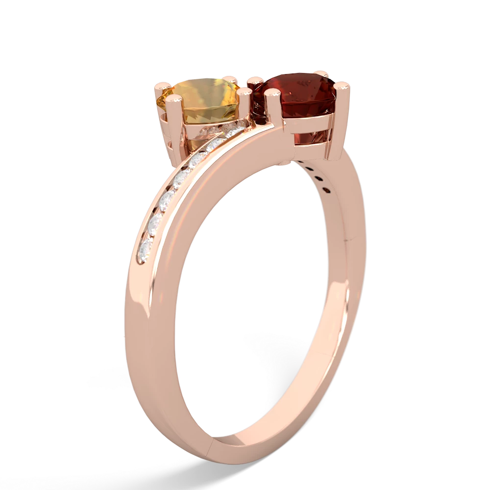 Citrine Channel Set Two Stone 14K Rose Gold ring R5303