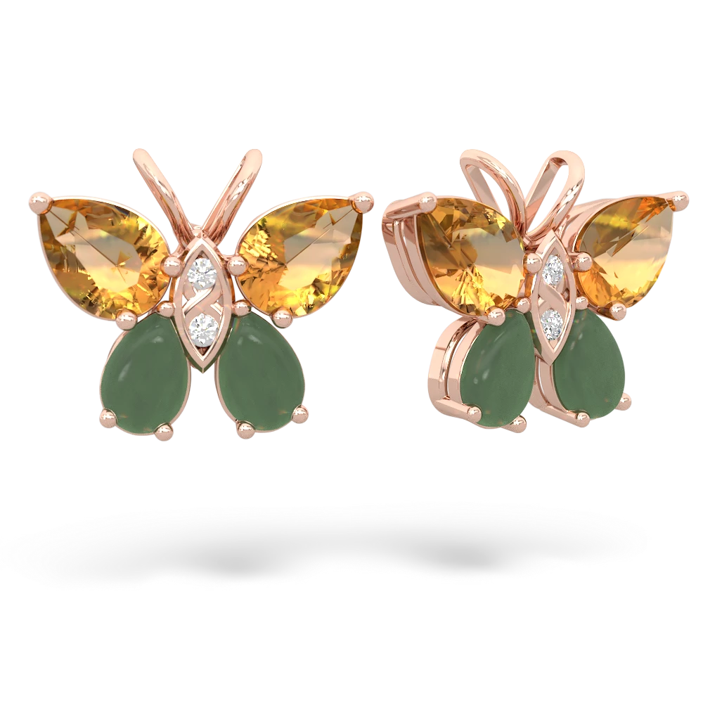 Citrine Butterfly 14K Rose Gold earrings E2215