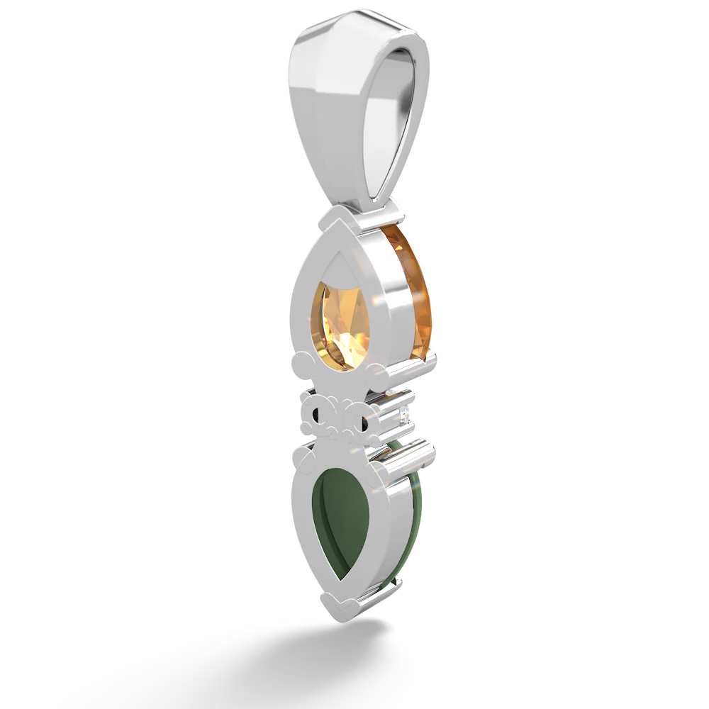 Citrine Bowtie Drop 14K White Gold pendant P0865