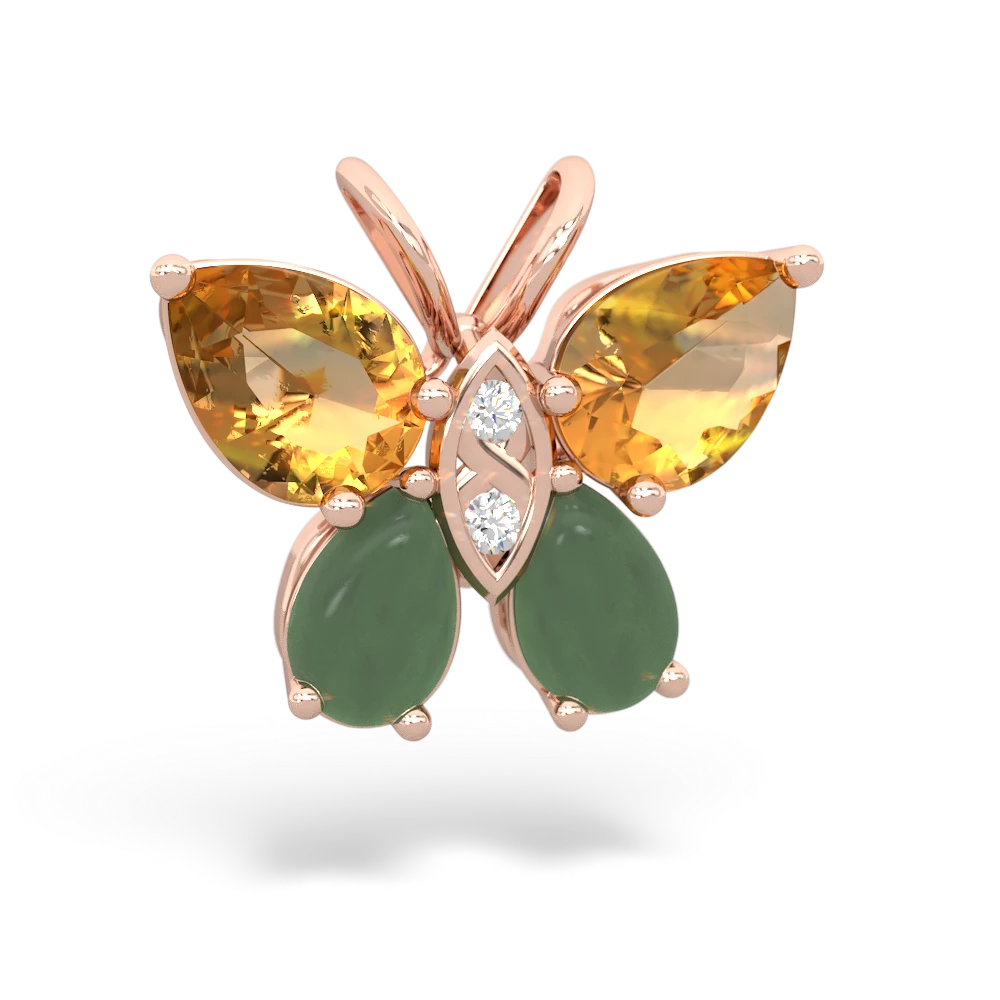 Citrine Butterfly 14K Rose Gold pendant P2215