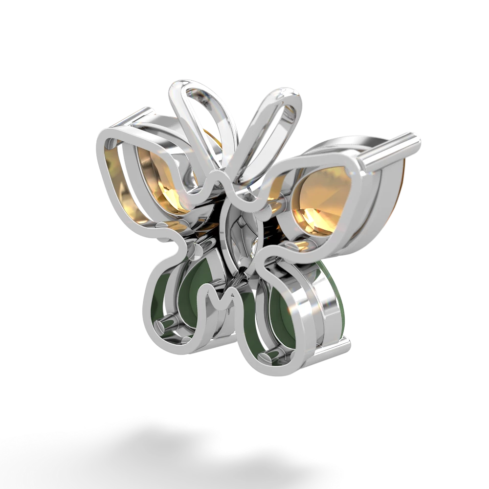 Citrine Butterfly 14K White Gold pendant P2215