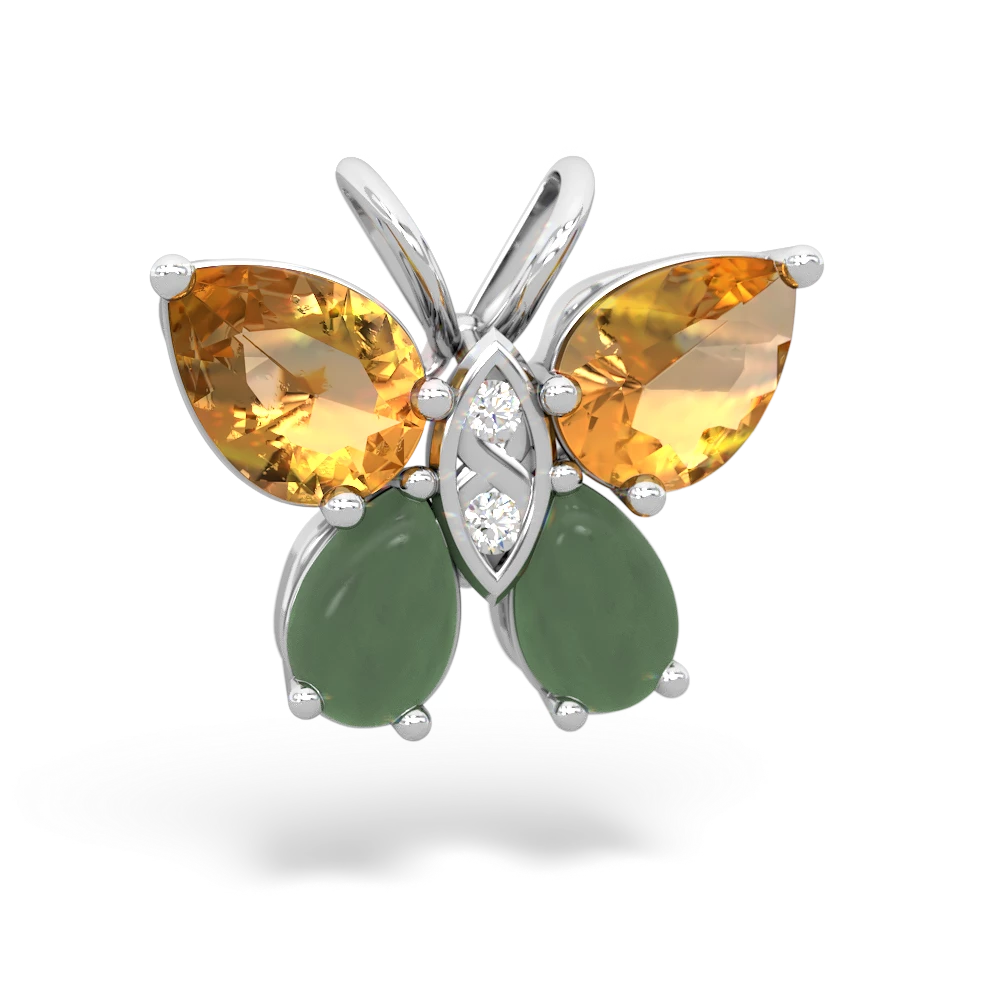 Citrine Butterfly 14K White Gold pendant P2215