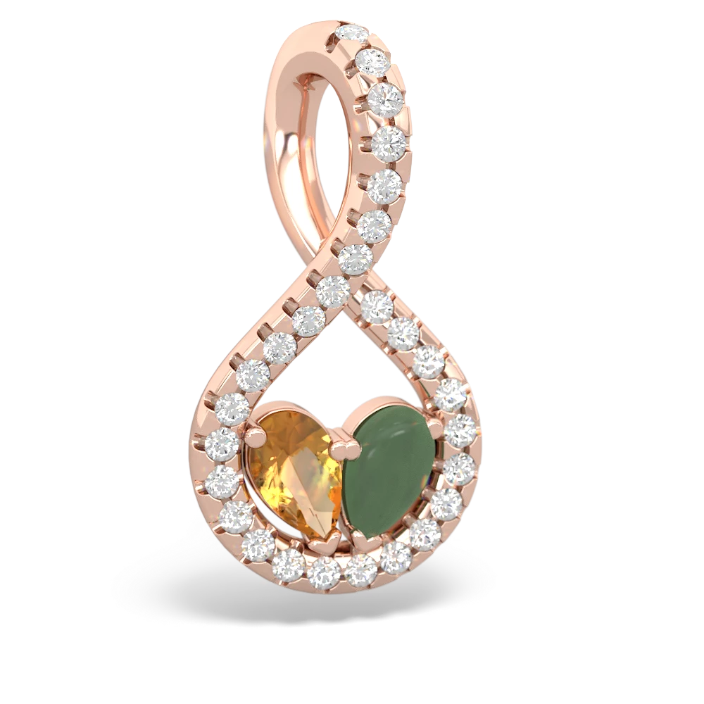 Citrine Pave Twist 'One Heart' 14K Rose Gold pendant P5360