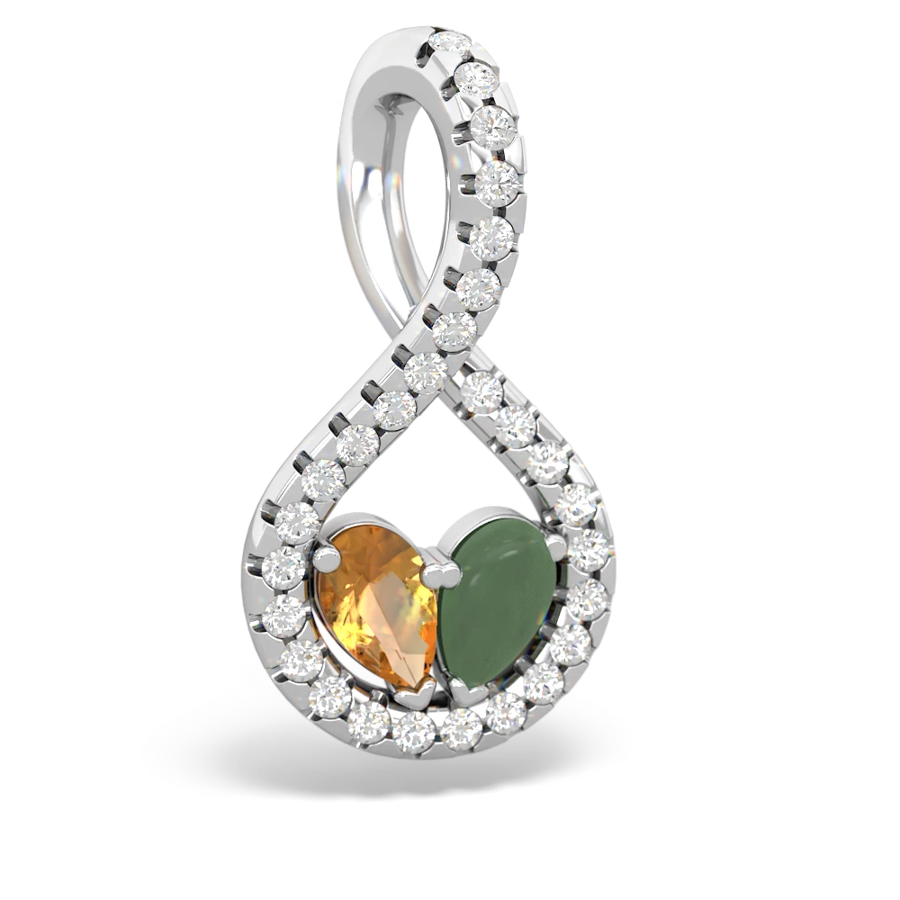 Citrine Pave Twist 'One Heart' 14K White Gold pendant P5360