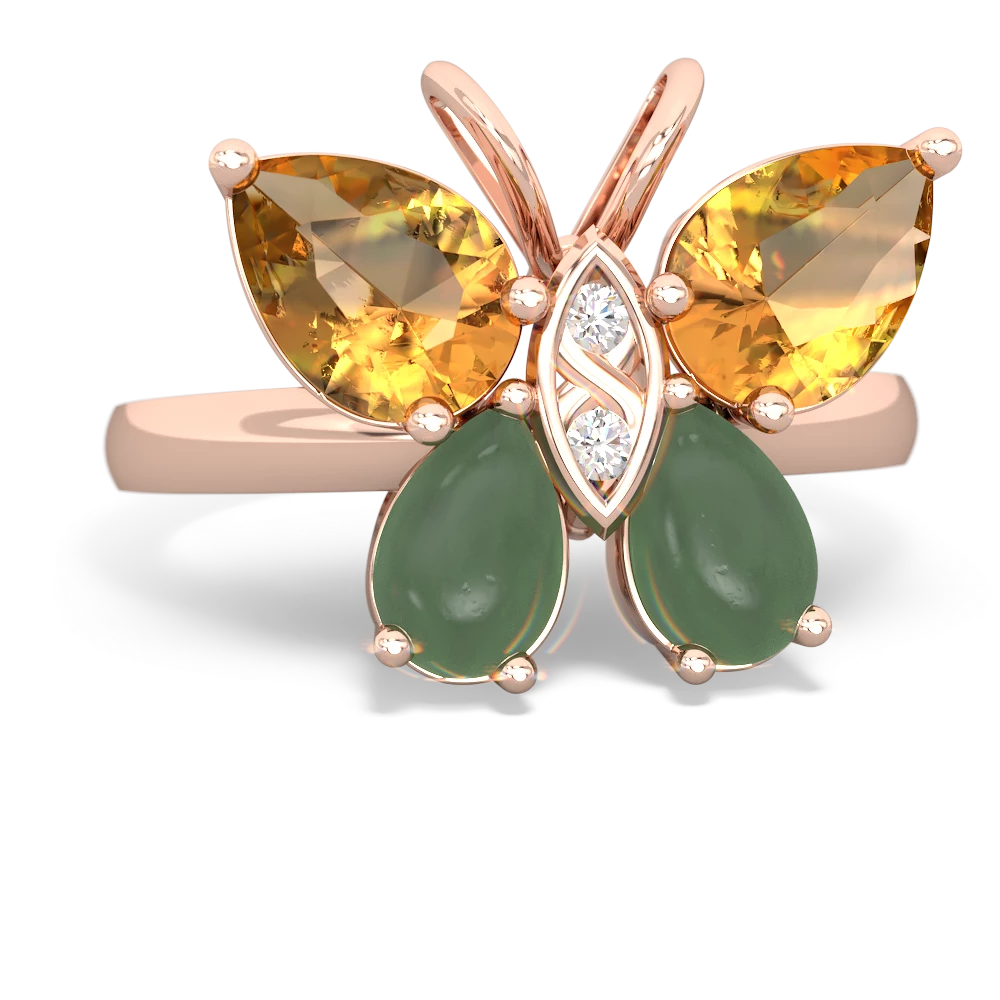 Citrine Butterfly 14K Rose Gold ring R2215