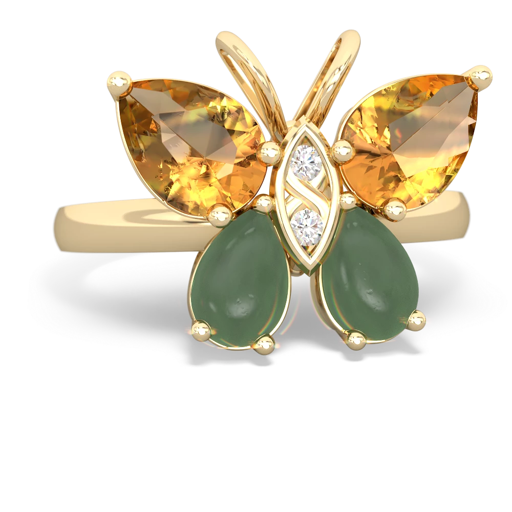 Citrine Butterfly 14K Yellow Gold ring R2215