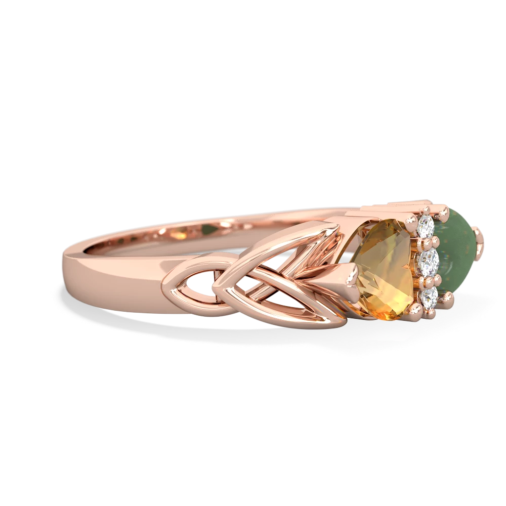 Citrine Celtic Knot Double Heart 14K Rose Gold ring R5040