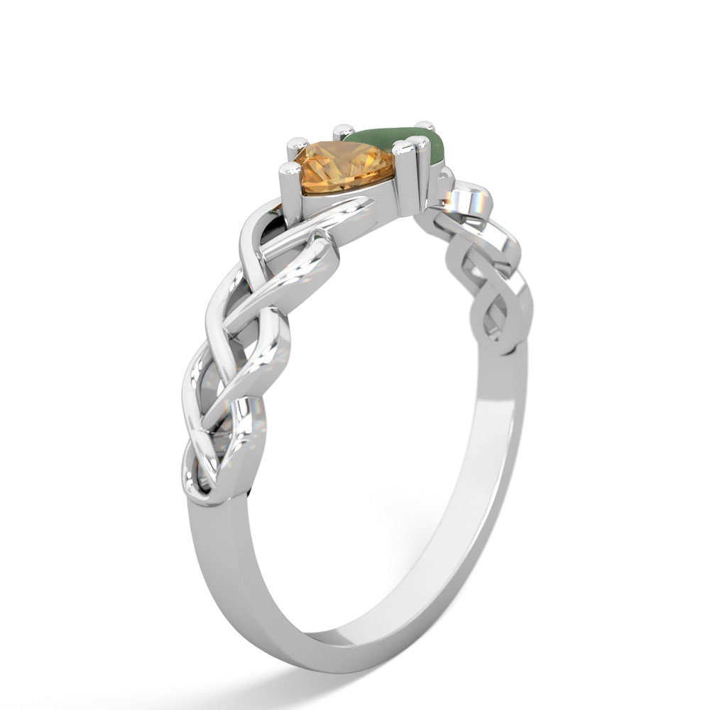 Citrine Heart To Heart Braid 14K White Gold ring R5870