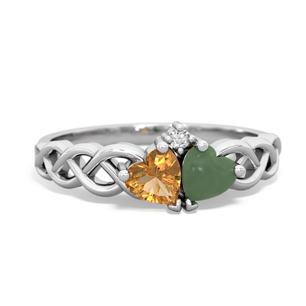 Citrine Heart To Heart Braid 14K White Gold ring R5870