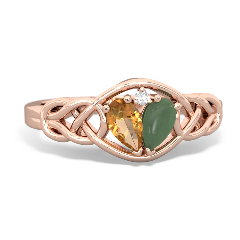 Citrine Celtic Love Knot 14K Rose Gold ring R5420