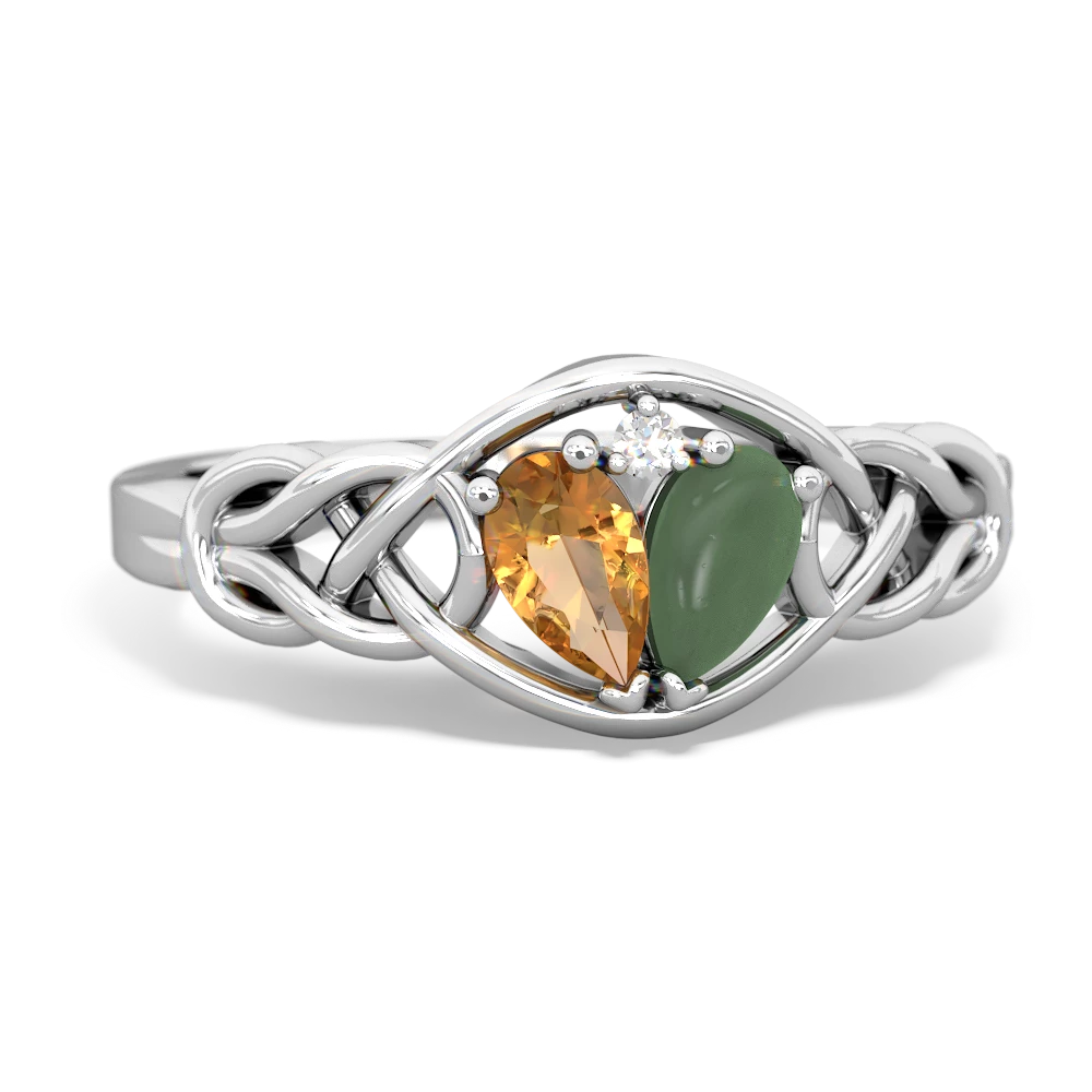 Citrine Celtic Love Knot 14K White Gold ring R5420