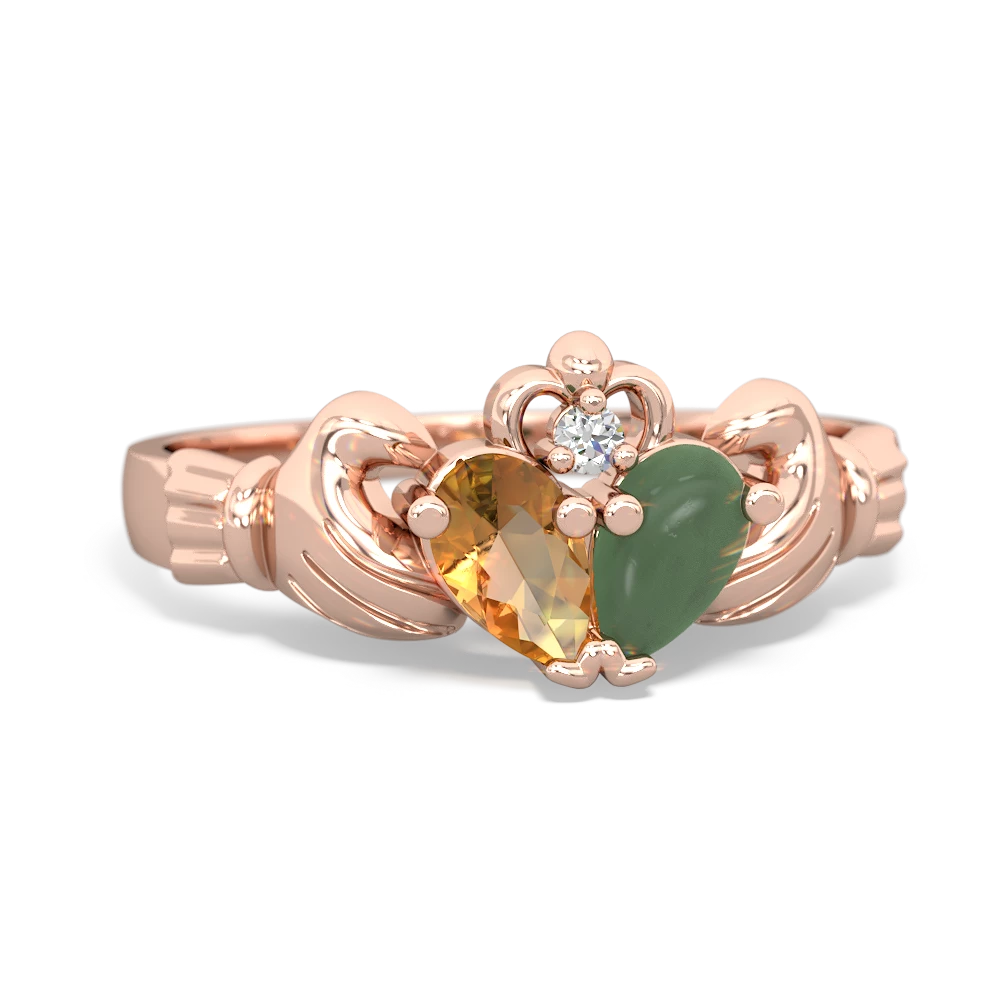 Citrine 'Our Heart' Claddagh 14K Rose Gold ring R2388