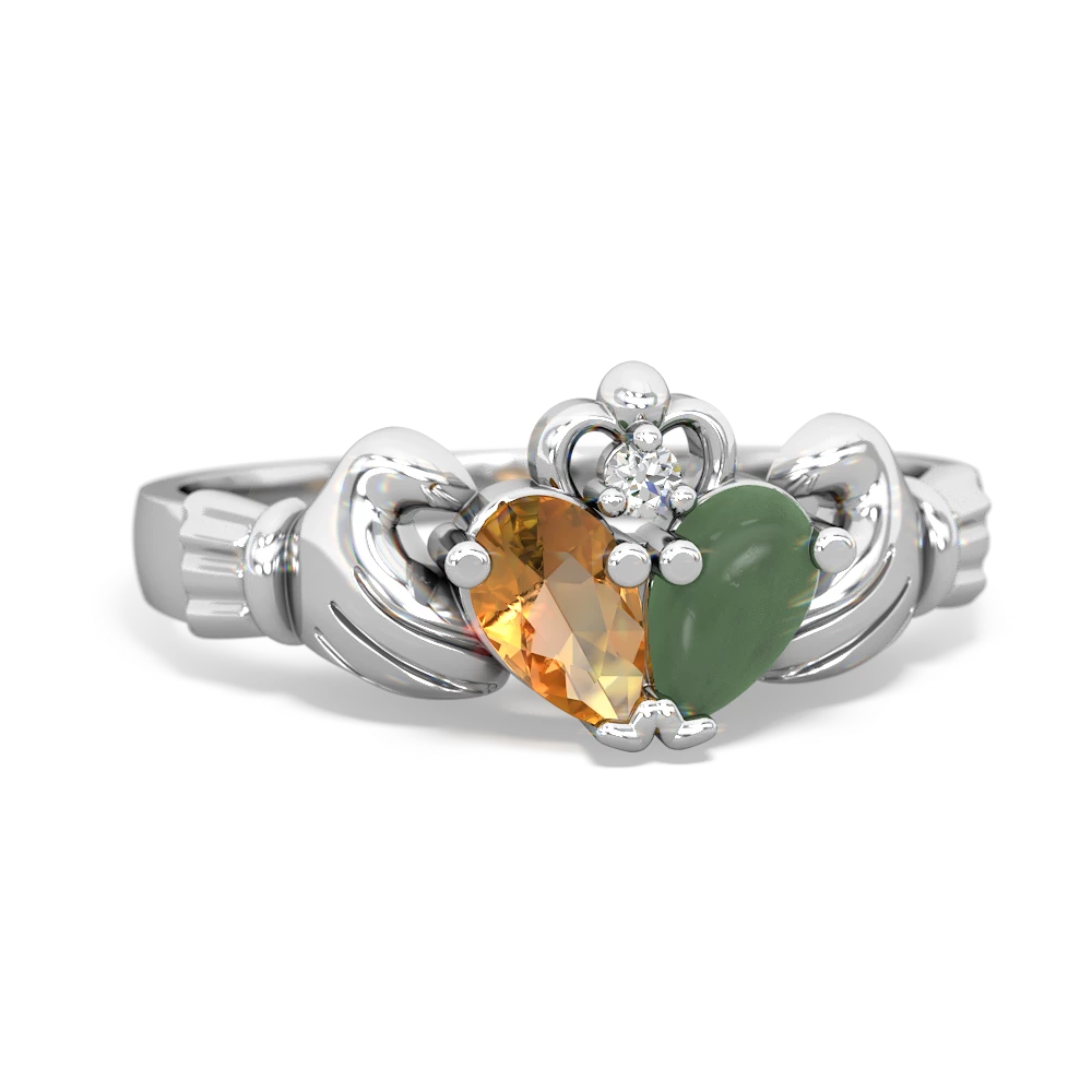 Citrine 'Our Heart' Claddagh 14K White Gold ring R2388