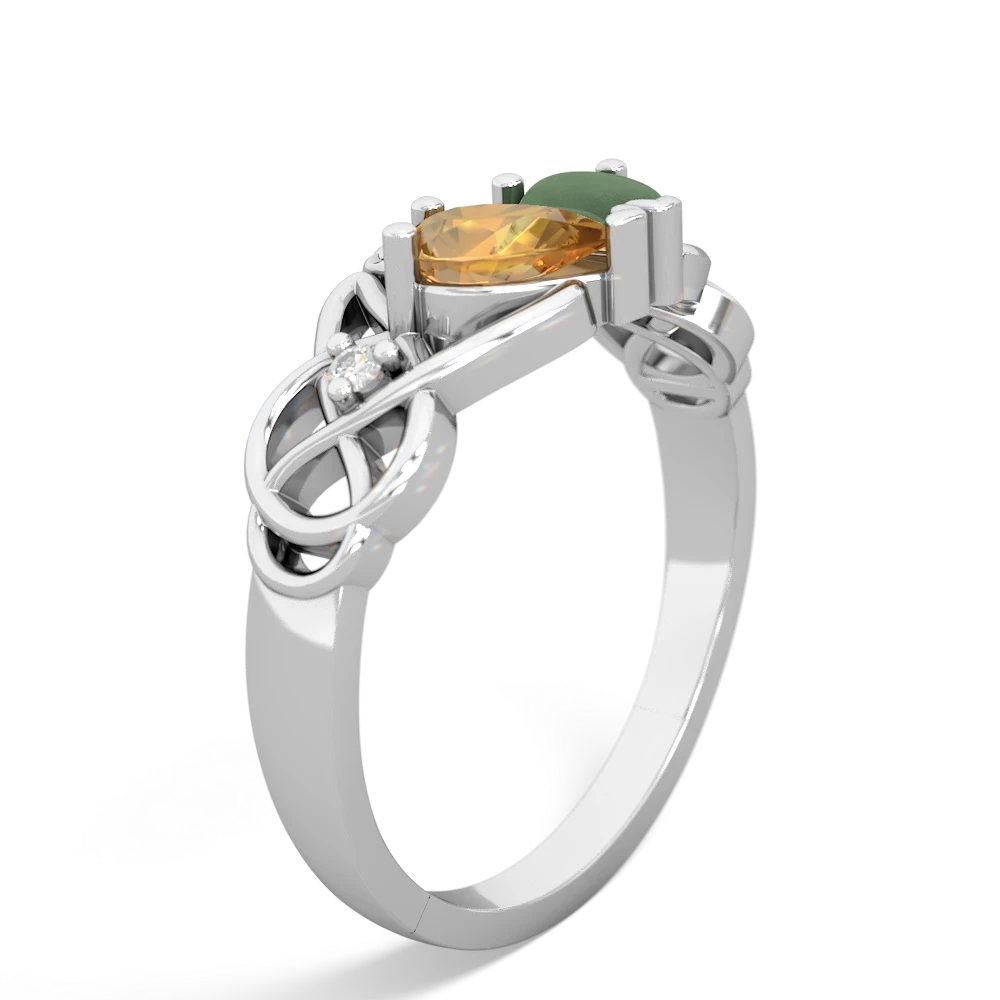 Citrine 'One Heart' Celtic Knot Claddagh 14K White Gold ring R5322