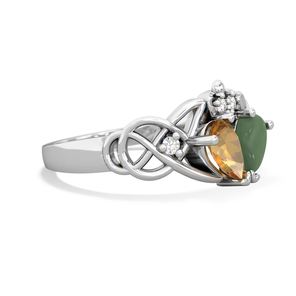 Citrine 'One Heart' Celtic Knot Claddagh 14K White Gold ring R5322