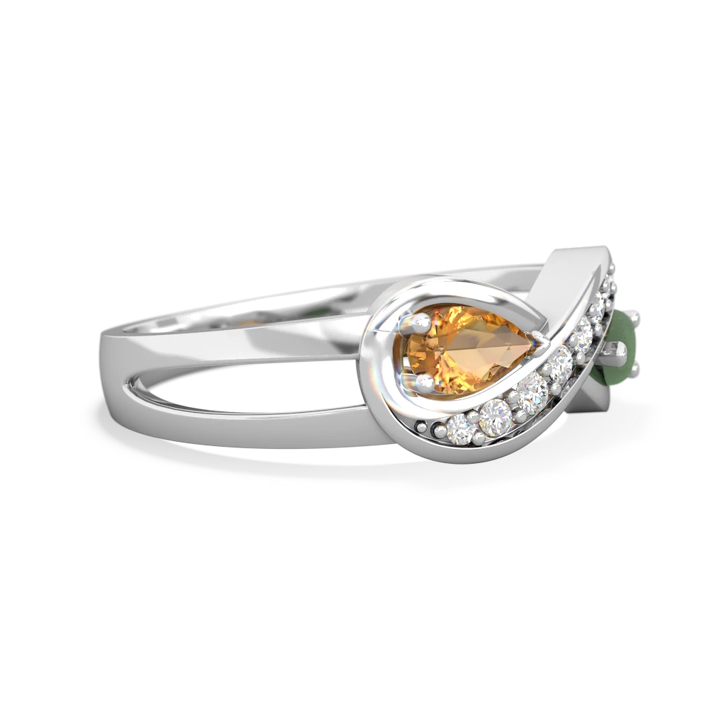 Citrine Diamond Infinity 14K White Gold ring R5390