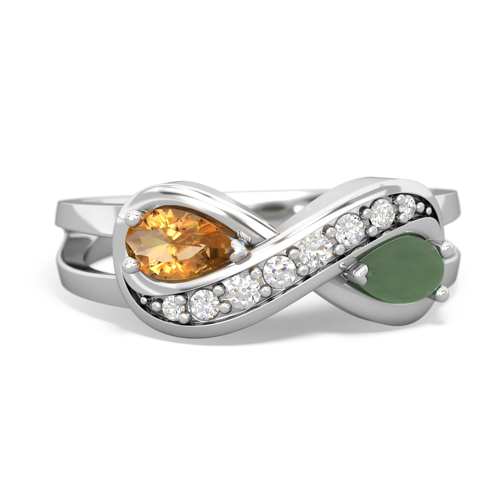 Citrine Diamond Infinity 14K White Gold ring R5390