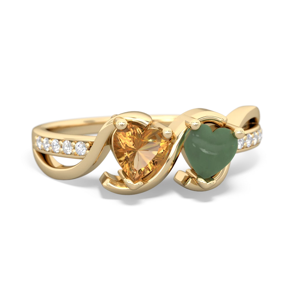 Citrine Side By Side 14K Yellow Gold ring R3090