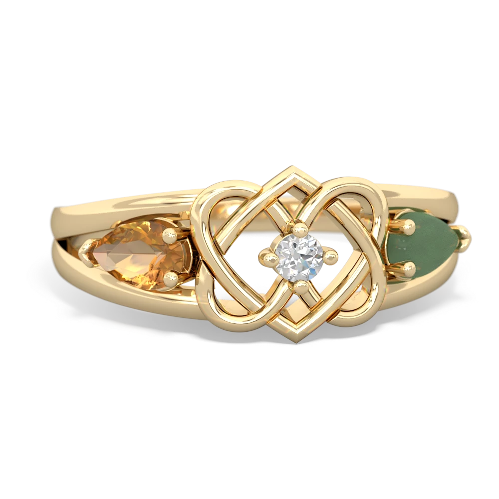 Citrine Hearts Intertwined 14K Yellow Gold ring R5880