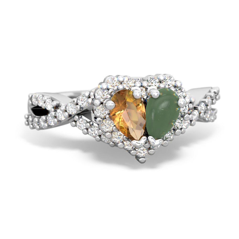 Citrine Diamond Twist 'One Heart' 14K White Gold ring R2640HRT